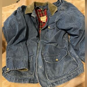 Men's Blue Denim Jacket with Plaid Lining